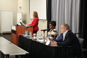 Panelists speak to the audience during the Pivot & Persist breakout session.